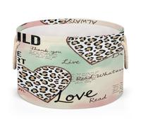 Drekrid Large Storage Baskets - Leopard Heart Love Nursery Organizer Bin Box with Handles Collapsible Round Laundry Hamper for Kids Toys Pet Blanket, Bedroom Living Room Home Decor Gift Basket