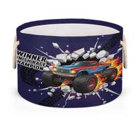 Drekrid Large Storage Baskets - Monster Car Truck Winner Nursery Round Organizer Bin Box with Handles, Collapsible Laundry Hamper for Kids Toys, Blanket, Bedroom Living Room Home Decor, Gift Basket