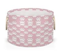 Drekrid Large Storage Baskets - Paw Print Nursery Round Collapsible Organizer Bin Box Laundry Hamper for Kids Toys, Blanket, Bedroom Living Room Home Decor, Gift Basket, 50x34cm