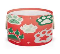 Drekrid Large Storage Baskets, Paw Prints Bear Wolf Cat Nursery Round Collapsible Organizer Bin Box, Laundry Hamper for Kids Toys, Blanket, Bedroom Living Room Home Decor, Gift Basket, 50x34cm