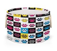 Drekrid Large Storage Baskets - Paw Prints Checkerboard Nursery Round Collapsible Organizer Bin Box, Laundry Hamper for Kids Toys, Blanket, Bedroom Living Room Home Decor, Gift Basket, 50x34cm