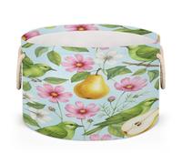 Drekrid Large Storage Baskets - Pear Bird Nursery Round Collapsible Organizer Bin Box, Laundry Hamper for Kids Toys, Blanket, Bedroom Living Room Home Decor, Gift Basket, 50x34cm