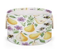 Drekrid Large Storage Baskets - Pear Flower Bee Nursery Round Collapsible Organizer Bin Box, Laundry Hamper for Kids Toys, Blanket, Bedroom Living Room Home Decor, Gift Basket, 50x34cm