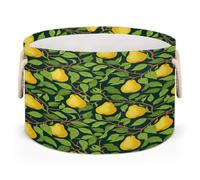 Drekrid Large Storage Baskets - Pear Leaf Nursery Round Collapsible Organizer Bin Box, Laundry Hamper for Kids Toys, Blanket, Bedroom Living Room Home Decor, Gift Basket, 50x34cm