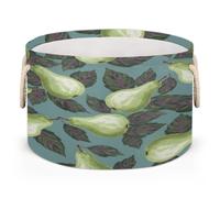 Drekrid Large Storage Baskets - Pear Nursery Round Collapsible Organizer Bin Box Laundry Hamper for Kids Toys, Blanket, Bedroom Living Room Home Decor, Gift Basket, 50x34cm