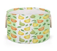 Drekrid Large Storage Baskets, Pear Nursery Round Collapsible Organizer Bin Box, Laundry Hamper for Kids Toys, Blanket, Bedroom Living Room Home Decor, Gift Basket, 50x34cm
