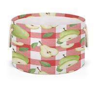 Drekrid Large Storage Baskets - Pear Red Check Nursery Round Collapsible Organizer Bin Box, Laundry Hamper for Kids Toys, Blanket, Bedroom Living Room Home Decor, Gift Basket, 50x34cm