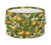 Drekrid Large Storage Baskets - Pear Tree Nursery Round Collapsible Organizer Bin Box, Laundry Hamper for Kids Toys, Blanket, Bedroom Living Room Home Decor, Gift Basket, 50x34cm