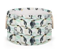 Drekrid Large Storage Baskets - Penguin Nursery Organizer Bin Box with Handles Collapsible Round Laundry Hamper for Kids Toys Pet Blanket, Bedroom Living Room Home Decor Gift Basket