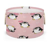 Drekrid Large Storage Baskets - Penguin Nursery Round Collapsible Organizer Bin Box, Laundry Hamper for Kids Toys, Blanket, Bedroom Living Room Home Decor, Gift Basket, 50x34cm