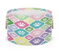 Drekrid Large Storage Baskets - Pet Paw Prints Nursery Round Collapsible Organizer Bin Box, Laundry Hamper for Kids Toys, Blanket, Bedroom Living Room Home Decor, Gift Basket, 50x34cm