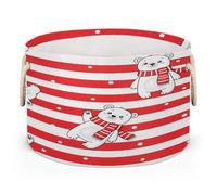 Drekrid Large Storage Baskets - Polar Bears Nursery Round Collapsible Organizer Bin Box, Laundry Hamper for Kids Toys, Blanket, Bedroom Living Room Home Decor, Gift Basket, 50x34cm