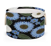 Drekrid Large Storage Baskets - Polka Dot Blue Sunflower Nursery Round Collapsible Organizer Bin Box, Laundry Hamper for Kids Toys, Blanket, Bedroom Living Room Home Decor, Gift Basket, 50x34cm