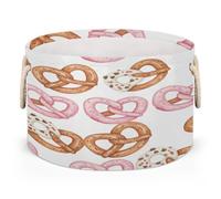 Drekrid Large Storage Baskets - Pretzel Nursery Round Collapsible Organizer Bin Box, Laundry Hamper for Kids Toys, Blanket, Bedroom Living Room Home Decor, Gift Basket, 50x34cm