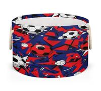 Drekrid Large Storage Baskets - Red Blue Soccer Nursery Round Organizer Bin Box with Handles, Collapsible Laundry Hamper for Kids Toys, Blanket, Bedroom Living Room Home Decor, Gift Basket