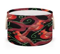 Drekrid Large Storage Baskets - Red Cardinal Nursery Round Collapsible Organizer Bin Box, Laundry Hamper for Kids Toys, Blanket, Bedroom Living Room Home Decor, Gift Basket, 50x34cm