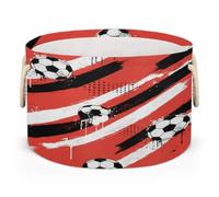 Drekrid Large Storage Baskets - Red Stripe Soccer Nursery Round Organizer Bin Box with Handles, Collapsible Laundry Hamper for Kids Toys, Blanket, Bedroom Living Room Home Decor, Gift Basket