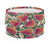 Drekrid Large Storage Baskets - Retro Pear Nursery Round Collapsible Organizer Bin Box, Laundry Hamper for Kids Toys, Blanket, Bedroom Living Room Home Decor, Gift Basket, 50x34cm