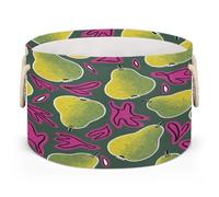 Drekrid Large Storage Baskets, Retro Pear Nursery Round Collapsible Organizer Bin Box, Laundry Hamper for Kids Toys, Blanket, Bedroom Living Room Home Decor, Gift Basket, 50x34cm