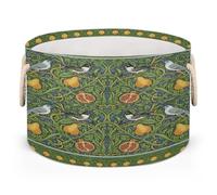 Drekrid Large Storage Baskets - Retro Pear Tree Bird Nursery Round Collapsible Organizer Bin Box, Laundry Hamper for Kids Toys, Blanket, Bedroom Living Room Home Decor, Gift Basket, 50x34cm