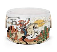 Drekrid Large Storage Baskets - Skeleton Cowboy Nursery Round Organizer Bin Box with Handles, Collapsible Laundry Hamper for Kids Toys, Blanket, Bedroom Living Room Home Decor, Gift Basket