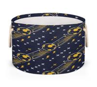 Drekrid Large Storage Baskets, Soccer Ball Nursery Round Organizer Bin Box with Handles, Collapsible Laundry Hamper for Kids Toys, Blanket, Bedroom Living Room Home Decor, Gift Basket