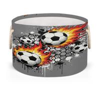 Drekrid Large Storage Baskets - Soccer Ball Nursery Round Organizer Bin Box with Handles, Collapsible Laundry Hamper for Kids Toys, Blanket, Bedroom Living Room Home Decor, Gift Basket