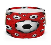 Drekrid Large Storage Baskets - Soccer Ball Red Nursery Round Organizer Bin Box with Handles, Collapsible Laundry Hamper for Kids Toys, Blanket, Bedroom Living Room Home Decor, Gift Basket