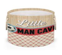 Drekrid Large Storage Baskets - Soccer Little Man Cave Nursery Round Organizer Bin Box with Handles, Collapsible Laundry Hamper for Kids Toys, Blanket, Bedroom Living Room Home Decor, Gift Basket