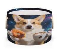 Drekrid Large Storage Baskets - Space Corgi Dog Nursery Organizer Bin Box with Handles, Round Collapsible Laundry Hamper for Toys, Blanket, Bedroom Living Room Home Decor, Gift Basket