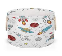 Drekrid Large Storage Baskets - Space Rocket Planet Nursery Round Collapsible Organizer Bin Box, Laundry Hamper for Kids Toys, Blanket, Bedroom Living Room Home Decor, Gift Basket, 50x34cm