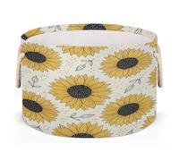 Drekrid Large Storage Baskets - Sunflower Nursery Round Collapsible Organizer Bin Box, Laundry Hamper for Kids Toys, Blanket, Bedroom Living Room Home Decor, Gift Basket, 50x34cm