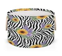 Drekrid Large Storage Baskets - Sunflower Zebra Nursery Round Collapsible Organizer Bin Box, Laundry Hamper for Kids Toys, Blanket, Bedroom Living Room Home Decor, Gift Basket, 50x34cm