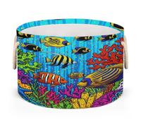 Drekrid Large Storage Baskets - Tropical Fish Coral Nursery Organizer Bin Box with Handles Collapsible Round Laundry Hamper for Kids Toys Pet Blanket, Bedroom Living Room Home Decor Gift Basket