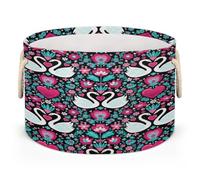 Drekrid Large Storage Baskets - Valentines Swan Nursery Organizer Bin Box with Handles Collapsible Round Laundry Hamper for Kids Toys Pet Blanket, Bedroom Living Room Home Decor Gift Basket