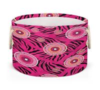 Drekrid Large Storage Baskets - Zebra Stripes Mandalas Nursery Organizer Bin Box with Handles, Round Collapsible Laundry Hamper for Toys, Blanket, Bedroom Living Room Home Decor, Gift Basket