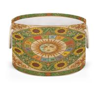 Drekrid Large Storage Baskets - Zodiac Wheel Sun Moon Nursery Organizer Bin Box with Handles, Round Collapsible Laundry Hamper for Toys, Blanket, Bedroom Living Room Home Decor, Gift Basket