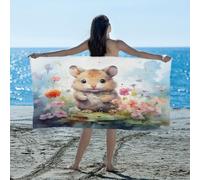 Drekrid Oil Painting Of A Little Field Mouse In The Flowers Beach Towel for Adults, Quick Dry Microfibre Towel for Travel Swimming Beach Gym Camping