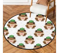 Drekrid Round Area Rug 160CM - Frog Polka Dots Circle Entryway Rugs Washable Door Mat for Boys Room Sofa Nursery Decorations, Non-Slip Floor Carpet Aesthetic Comic Decor