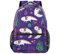 Drekrid School Backpack Travel Bag for Men & Women - Axolotls Fish Shells Lightweight Boys Girls Bookbag Daypack Fits 15.6 Inch Laptop for College Students, Middle High School, Teens