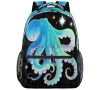 Drekrid School Backpack Travel Bag for Men & Women - Blue Octopus Ocean Lightweight Boys Girls Bookbag Daypack Fits 15.6 Inch Laptop for College Students, Middle High School, Teens