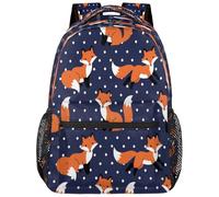 Drekrid School Backpack Travel Bag for Men & Women - Blue Polka Dot Fox Lightweight Boys Girls Bookbag Daypack Fits 15.6 Inch Laptop for College Students, Middle High School, Teens