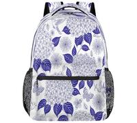 Drekrid School Backpack Travel Bag for Men & Women - Blue White Porcelain Hydrangeas Lightweight Boys Girls Bookbag Daypack Fits 15.6 Inch Laptop for College Students, Middle High School, Teens
