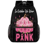 Drekrid School Backpack Travel Bag for Men & Women - Breast Cancer Awareness October Lightweight Boys Girls Bookbag Daypack Fits 15.6 Inch Laptop for College Students, Middle High School, Teens