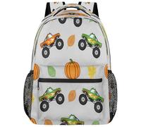 Drekrid School Backpack Travel Bag for Women & Men - Fall Pumpkin Monster Trucks Lightweight Boys Girls Bookbag Daypack Fits 15.6 Inch Laptop for College Students, Middle High School, Teens