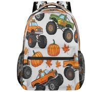Drekrid School Backpack Travel Bag Lightweight Bookbag for Men Women | Pumpkin Harvest Monster Trucks Daypack, Boys Girls, Fits 15.6 Inch Laptop, College Students, Middle High School, Teens