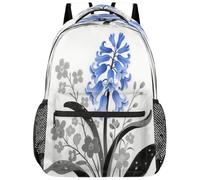 Drekrid School Backpack Travel Bag Lightweight Bookbag for Men Women | Purple Hyacinth Flowers Daypack, Boys Girls, Fits 15.6 Inch Laptop, College Students, Middle High School, Teens