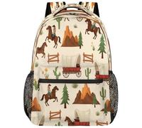 Drekrid School Backpack Travel Bag Lightweight Bookbag for Women Men | Western Cowboys Horses, Daypack, Boys Girls, Fits 15.6 Inch Laptop, Middle High School, College Students, Teens