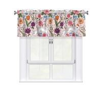 Drekrid Valances for Windows, Flowering Bush Rabbit Light Filtering Soft Small Short Kitchen Curtains for Bedroom Bathroom Basement Cafe, Solid Rod Pocket, 137x46CM, 1 Panel