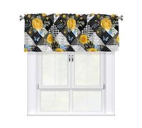 Drekrid Valances for Windows, Rose Sunflower Geometry Light Filtering Soft Small Short Kitchen Curtains for Bathroom Cafe Basement Bedroom, Solid Rod Pocket, 137x46CM, 1 Panel